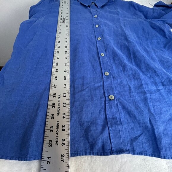 Chico's Womens Blue Long Sleeve Button-Up Collared Linen Shirt Top Size 3/US 16 - Picture 6 of 6
